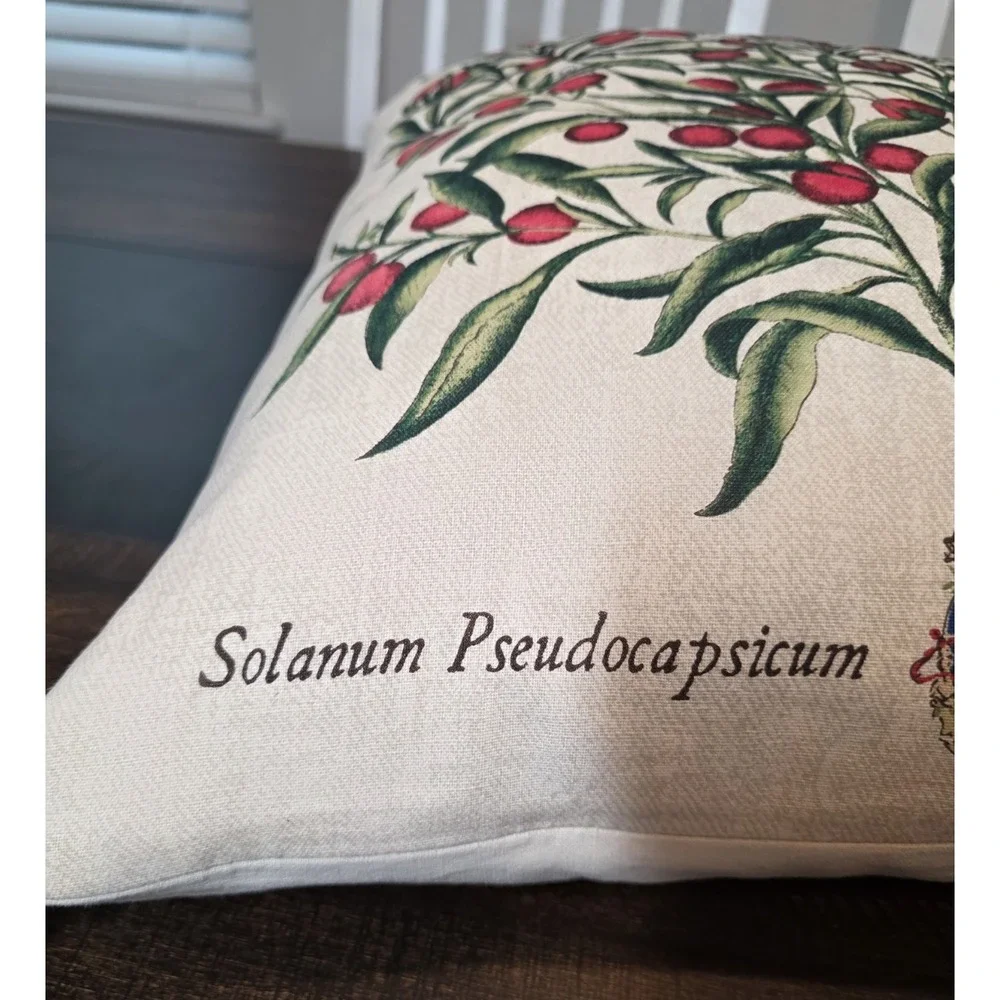 Pottery Barn Winter Cherry Christmas Pillow Insert & Cover Holiday Linen 20 x 20